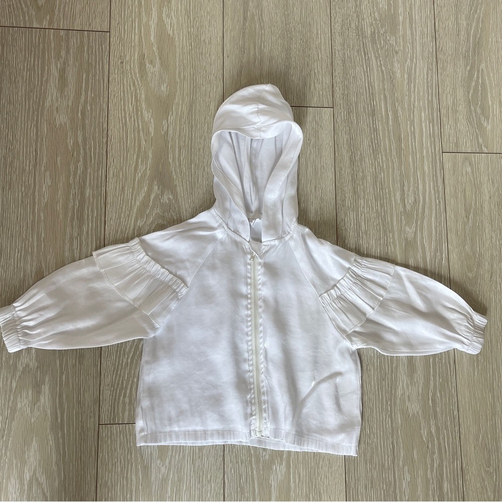 SHEIN Toddler Girls Ruffle Trim Hooded Jacket